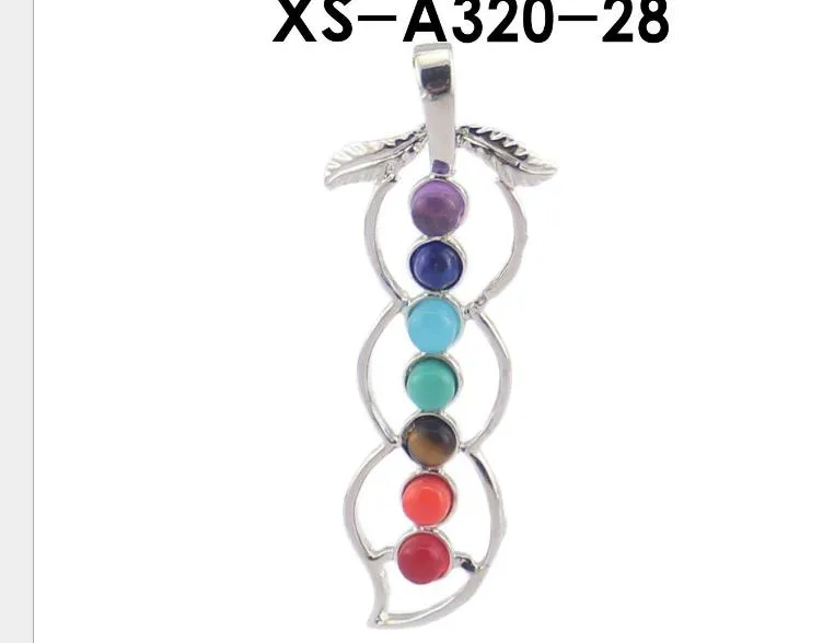Naturel 7 perles de pierre colorées Reiki Chakra point de guérison pendentif à breloque pour collier en cristal bijoux 23 styles pour choisir