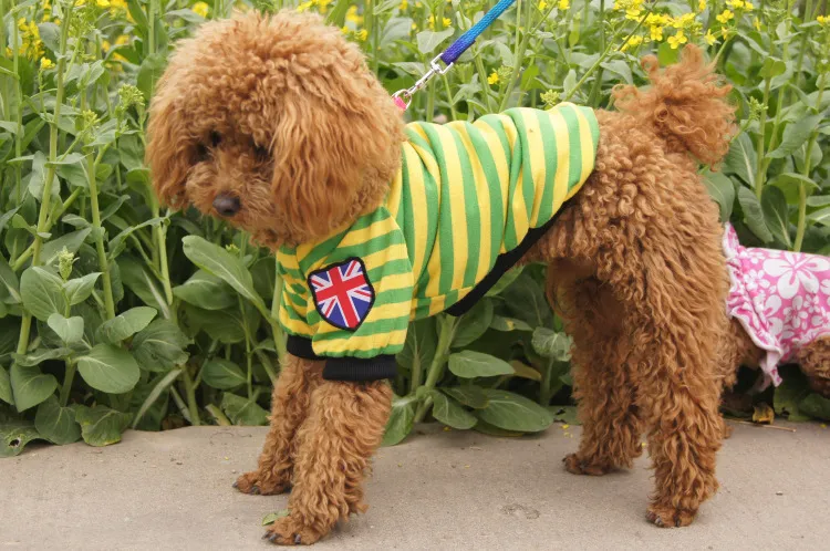 Pet suprimentos roupas para cães bandeira britânica pet colete modelos de Primavera e verão geral casual pet camiseta roupas colete bonito listras