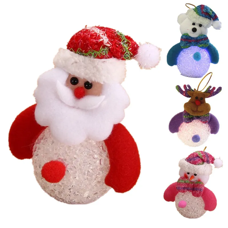 Natal 7 cor emissor flash boneca de boneco de neve boneca pequena noturna arroz de cristal boneco de neve liderado pelo brinquedo rave