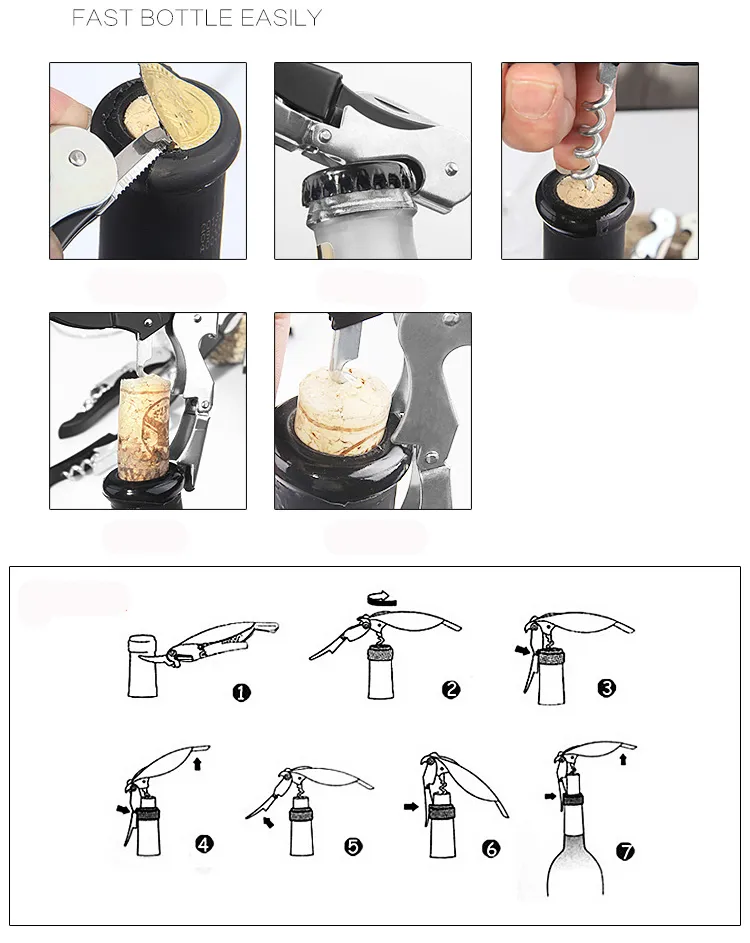 Logonuz Cep Çubuğu Aracı Metal Cork Vida Cirkscrew Çok Fonksiyonlu Kırmızı Şarap Şişesi Açıcı 9609640