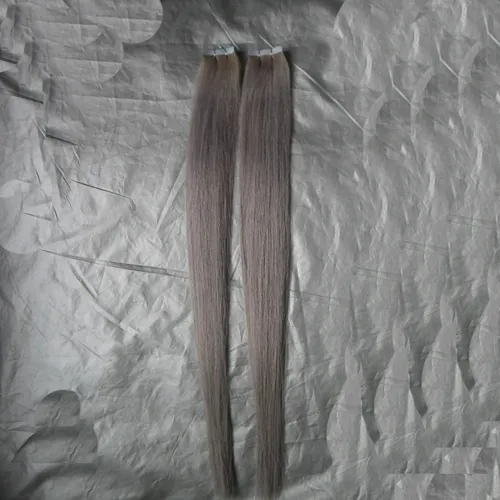 100g Full Shine Glue in Real Human Hair Extensions Silver Gray Real Human Hair Extensions Tape in Hair Skin Remy Hairs