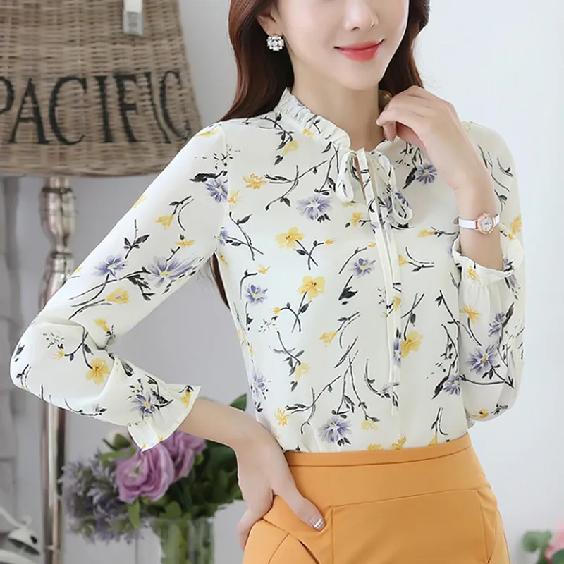 Blusas Femininas 2018 Moda Tops Y Blusas Florales Mujer Verano Otoño Manga Larga Femme Camisas Imprimir Mujeres Blusas De 15,29 € DHgate