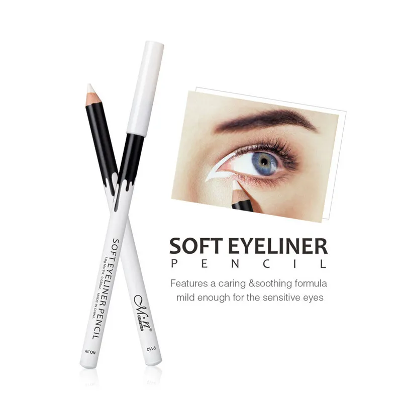 12 st / set vit eyeliner penna Menow eye makeup vattentät långvariga ögonfodrar läpppennor kosmetiska