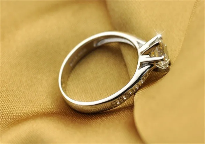 choucong Prong set 6mm Stone Diamond 925 sterling Silver Women Engagement Wedding Band Ring Sz 4-10 Gift