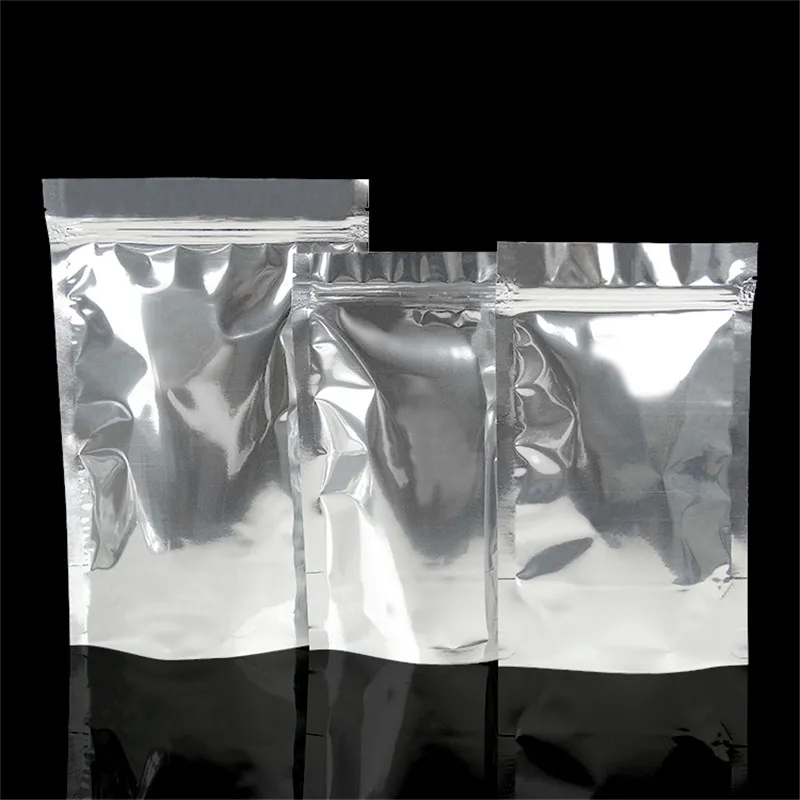 Stand-up zilveren aluminium folie tas voor gedroogd voedsel snack poeder pakket hersluitbare dyypack mylar pakket tas LZ1828