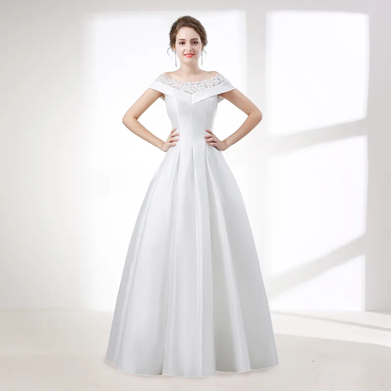 Vestidos De Novia Vintage De Satén Con Hombros Descubiertos