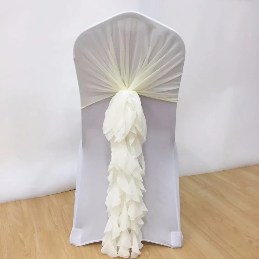 New Design CREAM COLOR Pre- tied Willow Chair Normal Banquet Chiavari Chair Sash With Freely Wedding Decoration