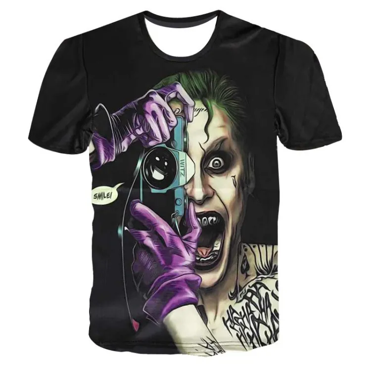 Joker 3D-T-shirt Män Suicide Squad T-shirts Hip Hop Funny Tops Harley Quinn Short Sleeve Camisetas Fashion Novelty Mäns Casual T-shirt