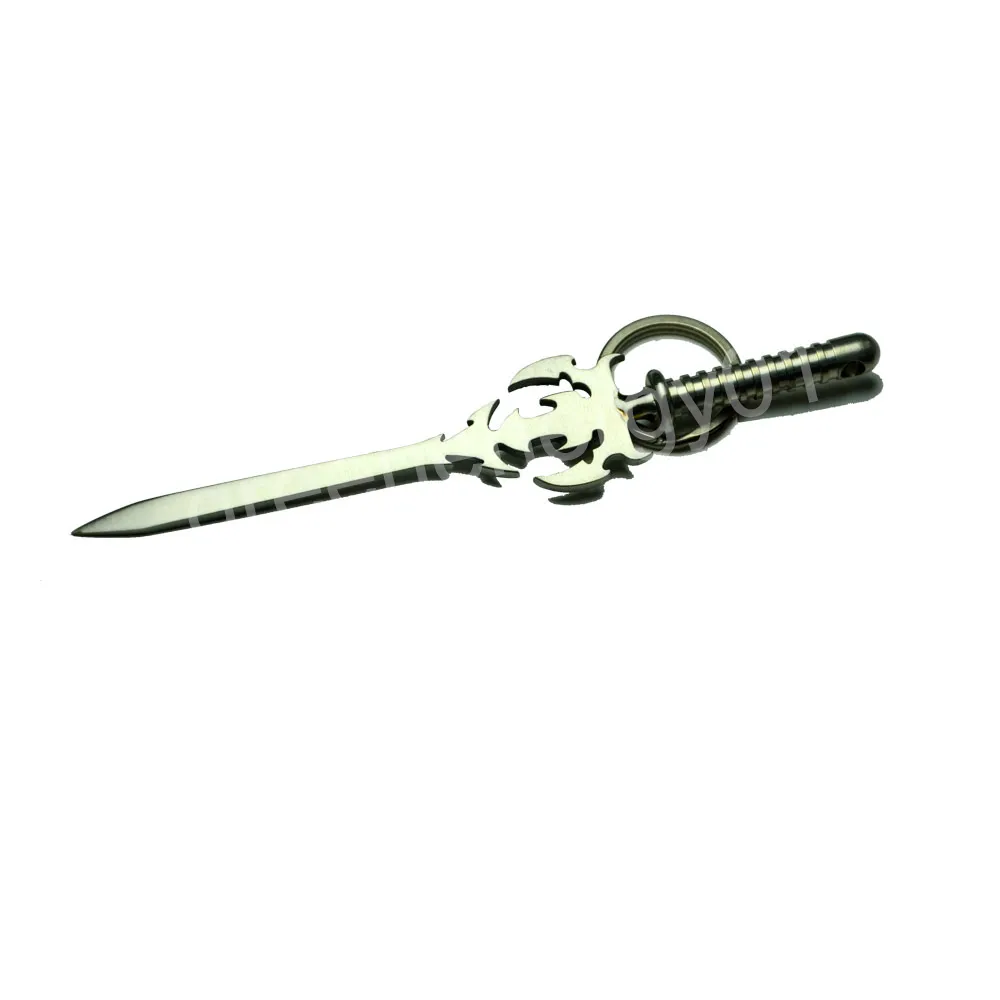 Anello a catena con pendente strumento intaglio di cera in titanio a forma di coltello a forma di chiodo in titanio1639806