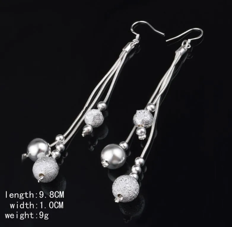 Mode femmes ensembles de bijoux 925 argent plaqué gland pendentif boucles d'oreilles collier ensemble saint valentin cadeau mariage déclaration bijoux