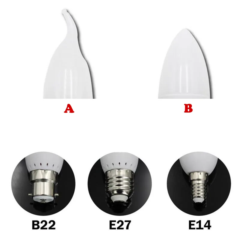 LEDキャンドルライト電球ランプE14 E27 B22 2835 SMD暖かい/クールな白いLEDスポットライトシャンデリアLEDプラスチックシェルの家の装飾