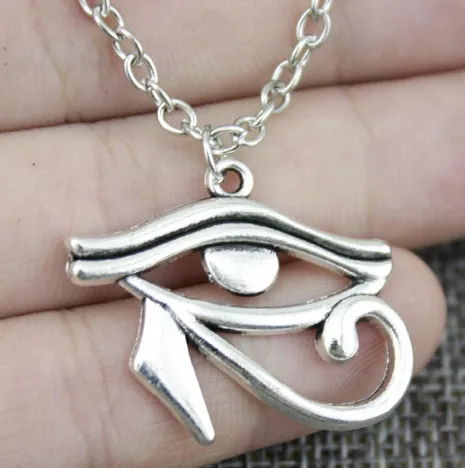 20pcs/lot Fashion Necklace Antique Silver Vintage Rah Egypt Eye Of Horus Egyptian Charms Pendants Chain Necklace 42+5cm