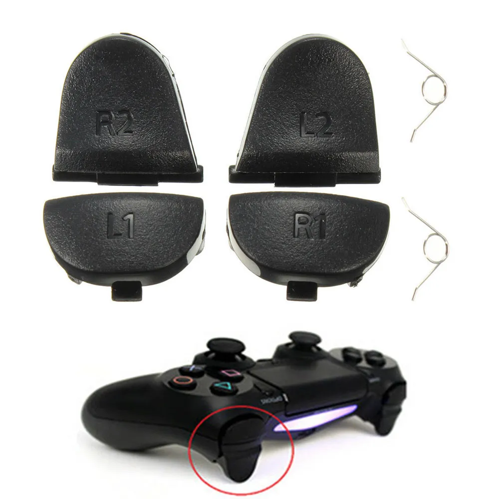 GamePAD-ersättning L1 R1 L2 R2 med Spring Trigger-knappknappar för PlayStation 4 PS4 Controller JDS-011 JDS-010 Reparationsdelar DHL FedEx EMS gratis frakt