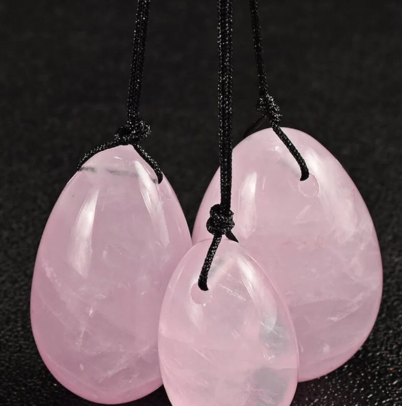 Uova di cristallo di quarzo rosa naturale Crystal Yoni Egg Sfere vaginali le donne Health Care Massaggiatore esercizi di Kegel