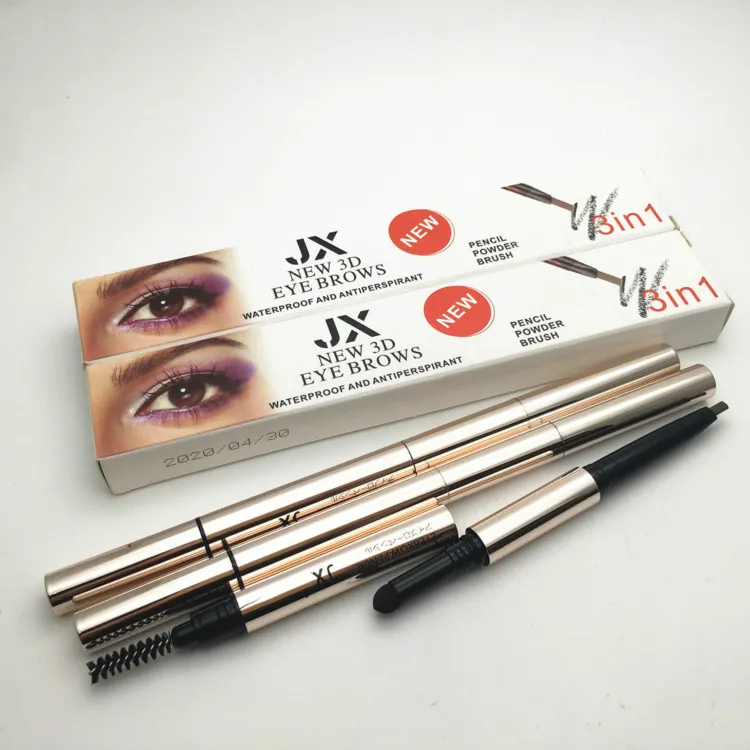 Nouveau produit tendance 2019 Longue durée 3d Eye Brows Maquillage imperméable permanent Crayon à sourcils 3 en 1 Stylo à sourcils cosmétique Maquillage des yeux