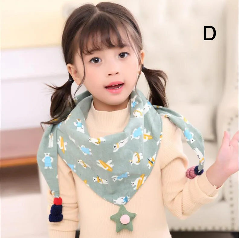 Wiosna Jesień Bawełna Dzieci Szalik Wygodne Dzieci Trójkąt Szalik Z Cute Gwiazda Wisiorek Boy Girl Neckerchief Multicolor