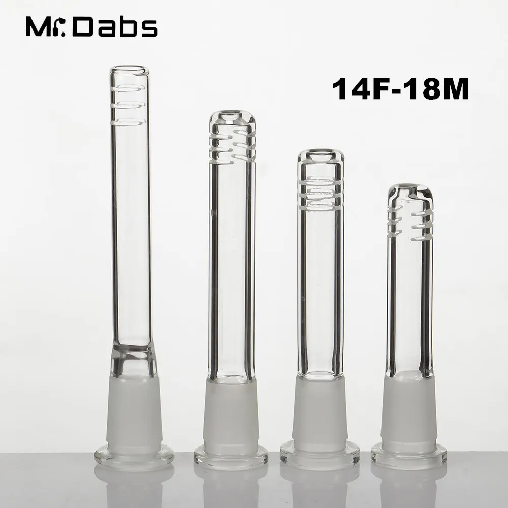 Röktillbehör Glas Downstem Diffusor med 14 mm hona till 18 mm hanled Drop down Smoke 6 snitt Dab Rigg för glasbong vattenrör