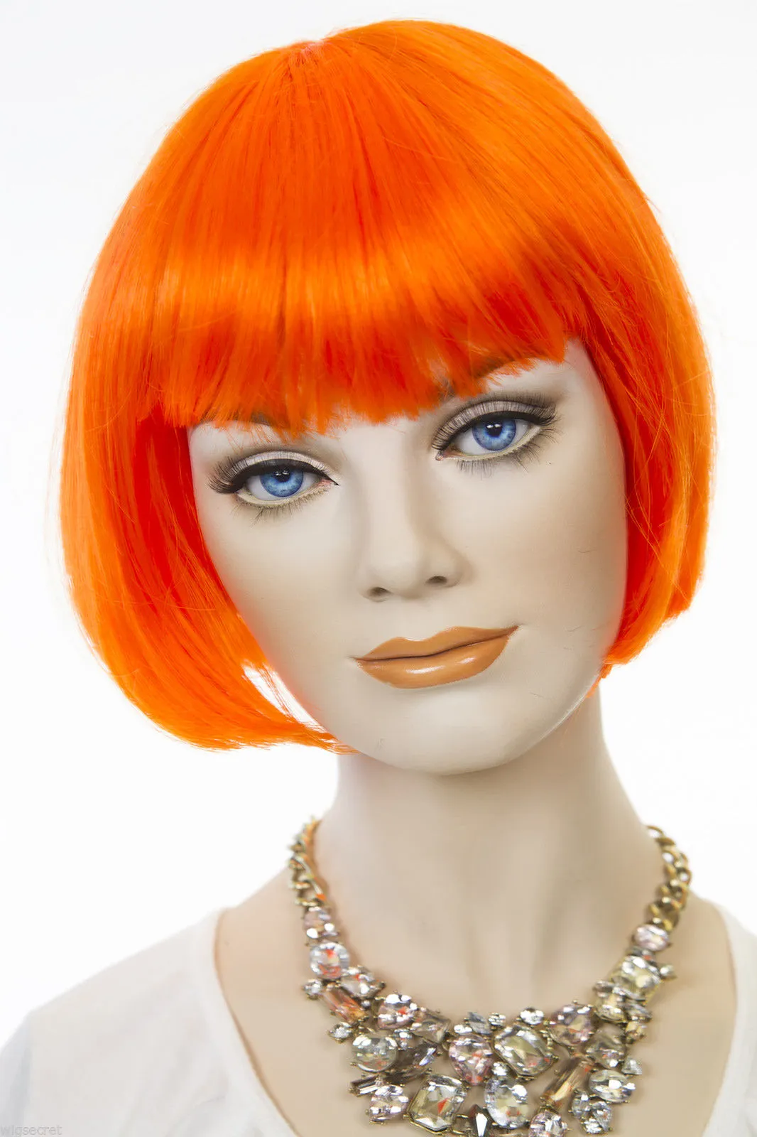 Pelucas de pelo sintético rectas cortas para mujeres elegantes de moda naranja