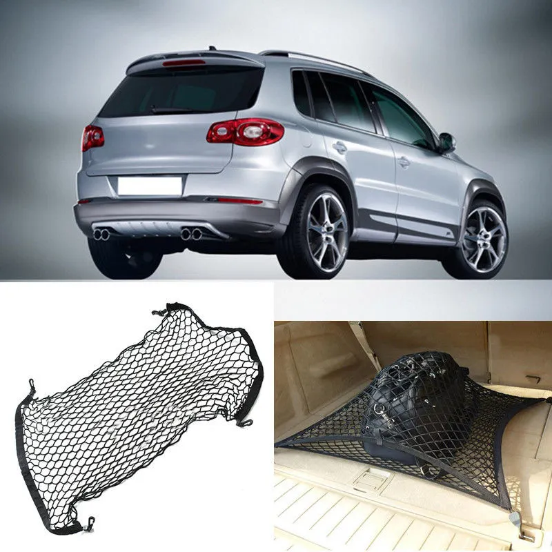 Per VW Tiguan Car Auto veicolo Nero Baule posteriore Cargo Bagagli Organizzatore Stoccaggio Nylon Pianura Rete verticale del sedile