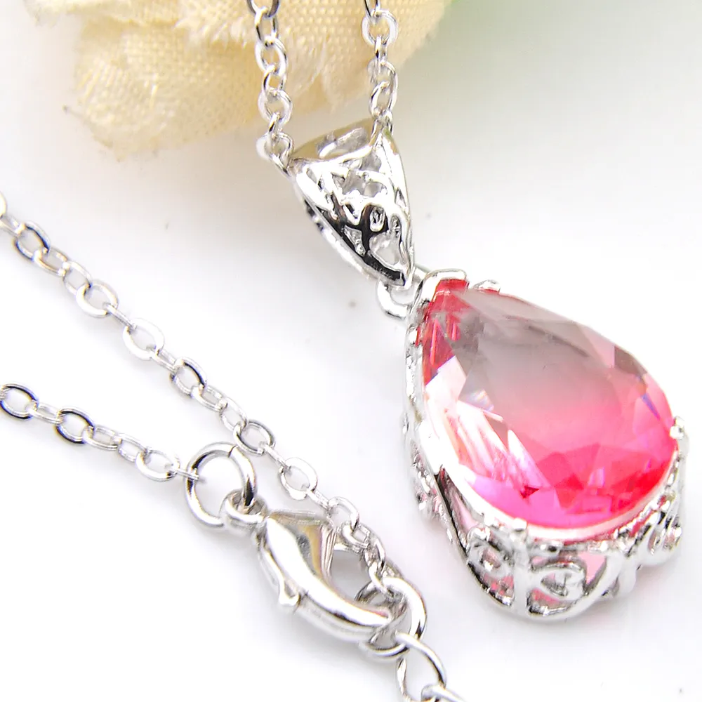 Colored New Pendants Luckyshine 925 sterling silver small and Pretty Bi colored Tourmaline Necklaces Pendant For Lady Party214O