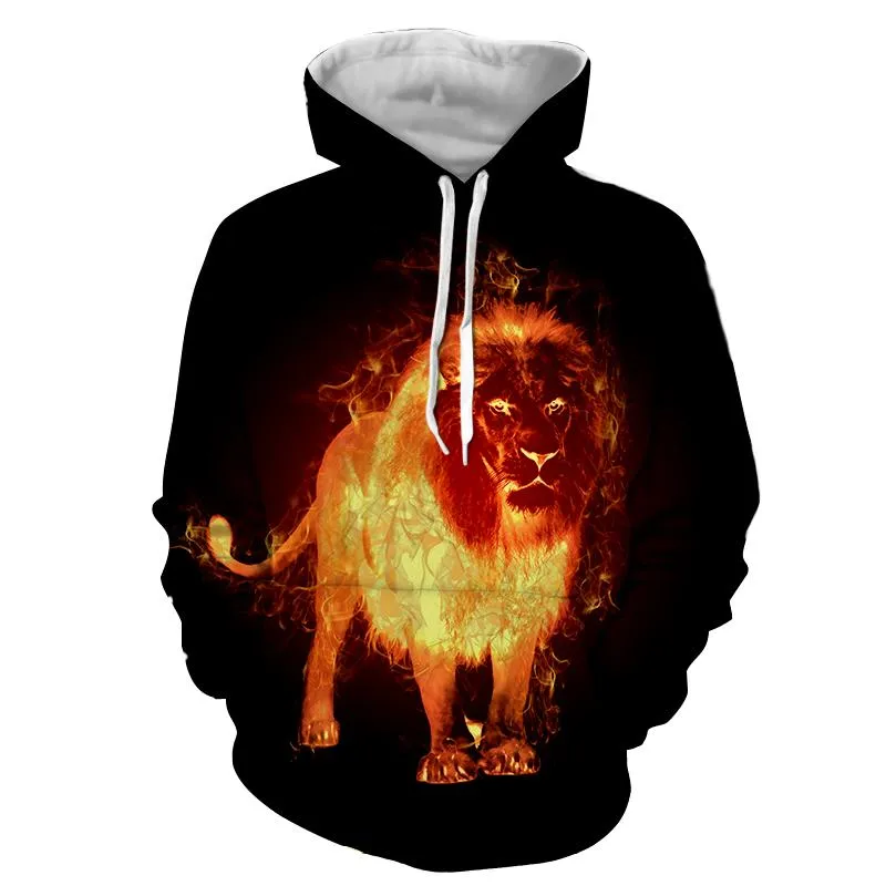 Lion Imprimé Hoodie Hommes 3d Hoodies Automne Printemps Mince Sweatshirts Garçons Vestes Qualité Pullover Unisexe Femmes Animal Streetwear Out Manteau
