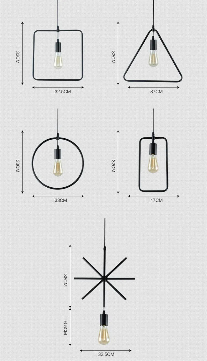 Moderne LED-Pendelleuchte, geometrische Form, Eisen, E27-Lampenfassung, 90–260 V, Café, Bar, Foyer, Esszimmer, Innenbeleuchtung