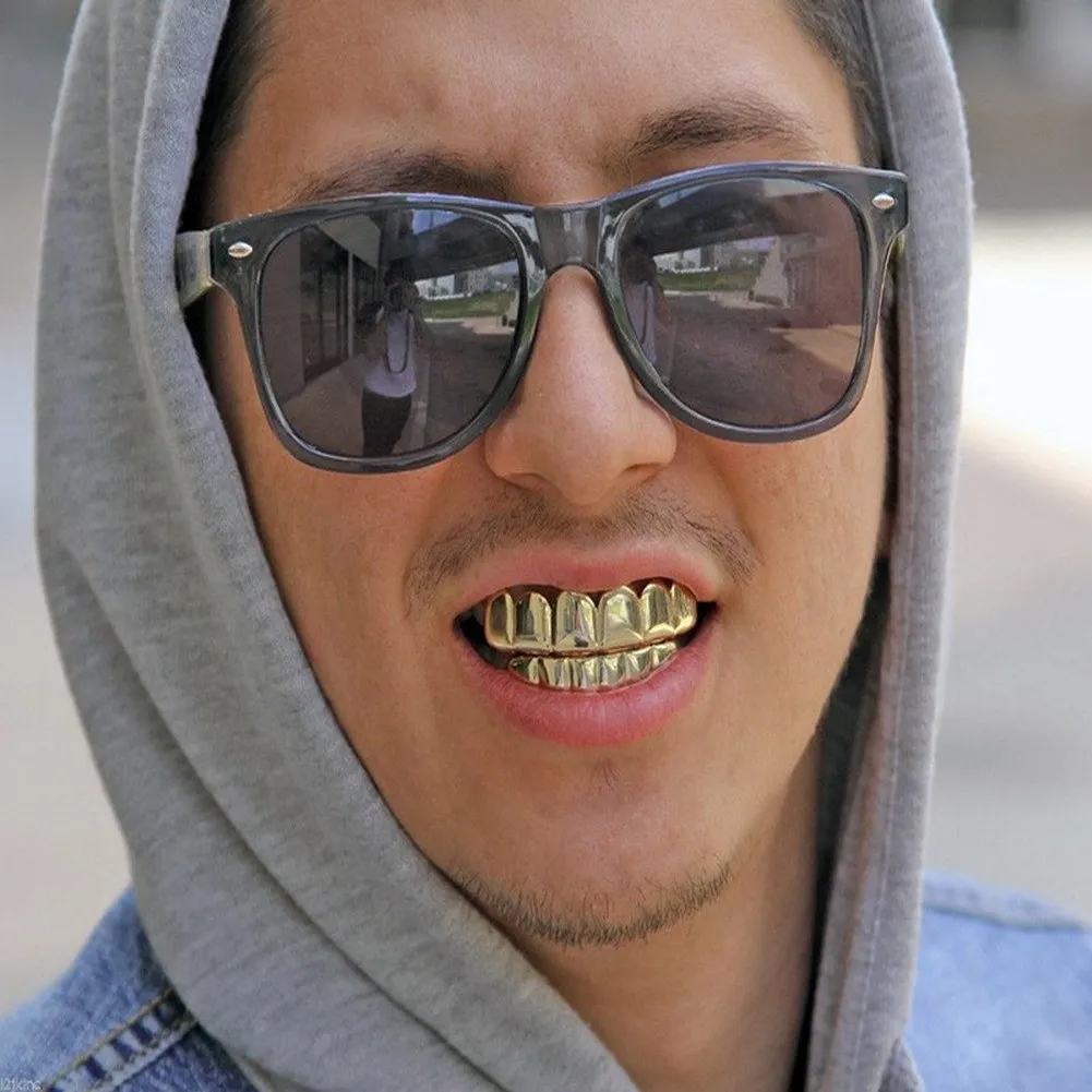 es Grillz Hot HIPHOP Hip Hop Gold Braces Dientes Grillz Hip Hop Braces