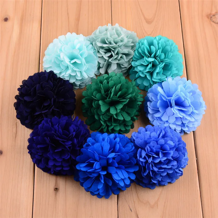 Hairjewelry 40 kleuren cirkelvormige chiffon hoofdtooi bloemen hoofd ornamenten baby diy handwerk haaraccessoires t3c0006