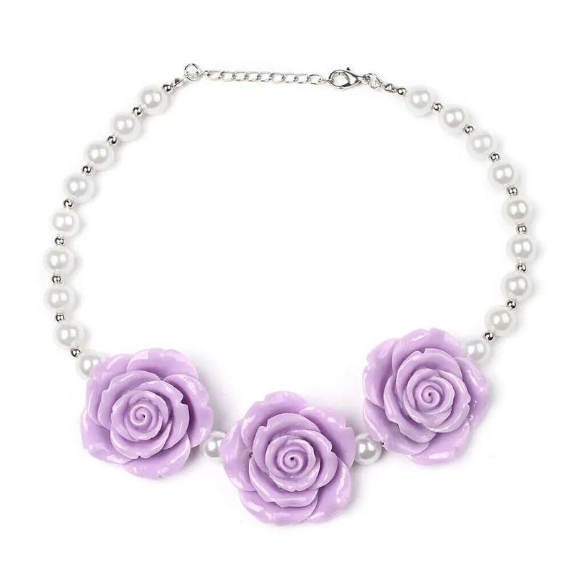 8 kleuren nieuwe collectie kinderen boutique hars rose bloem ketting meisjes prinses dikke bubblegum ketting voor aankleden gratis verzending