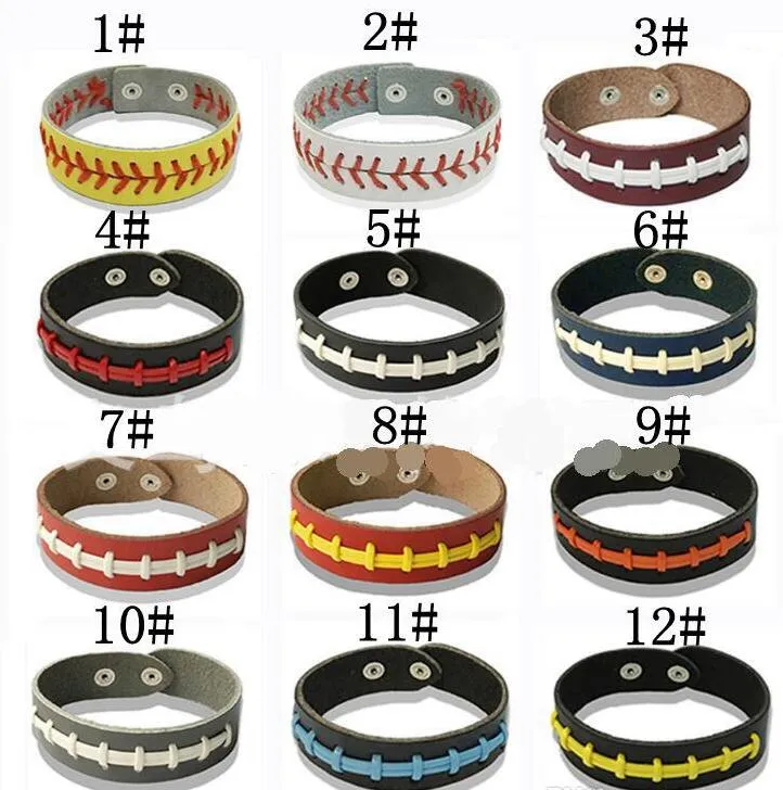 softball baseball sport bracelet- actual baseball leather bracelet ,Yellow softball leather with red seams stitching Leather Baseball