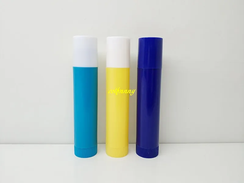 1000 sztuk / partia 4g Lip Balm Pojemnik z Czapkami Plastikowy Pusty Balset Lip Stick Tube Lipstick Tube 3 kolory