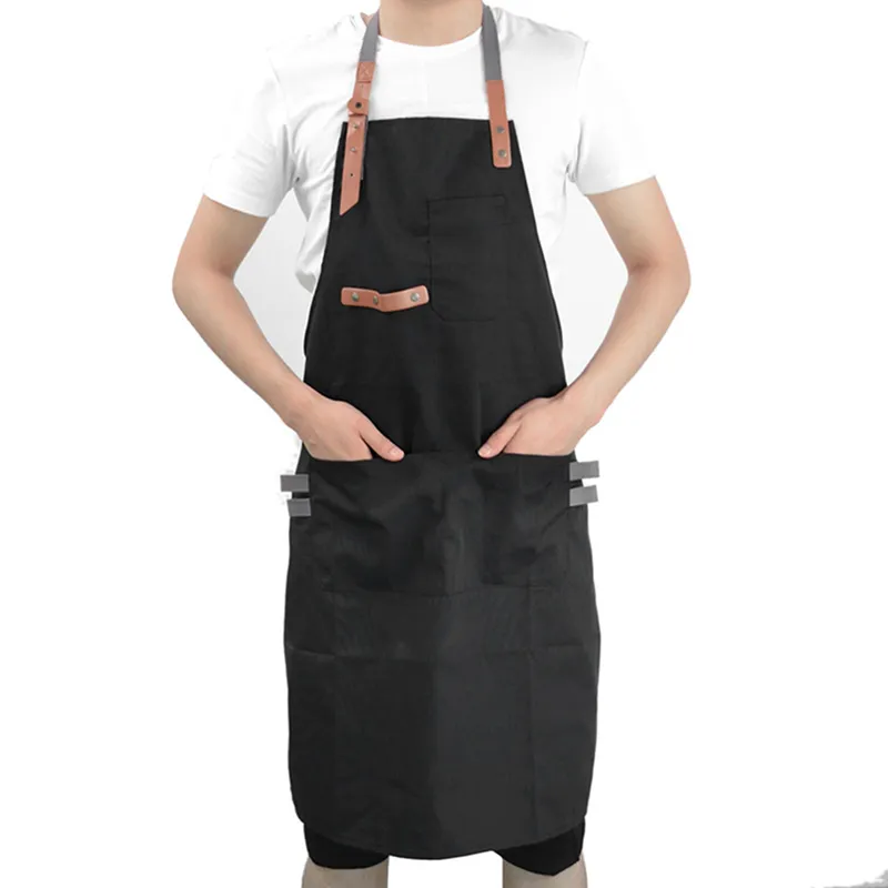 Aprons for Woman Men Cooking Bib Aprons Working Clothiing Men Kitchen Restaurant Apron Adjustable Shop Chef Workwear Black