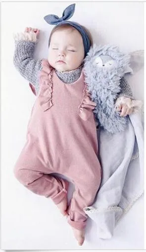 2018 Boutique Baby Kläder Barnbarn Flickor Ruffles Jumpsuit Overaller Lite Tjejer Kläder One-Pieces Outfit Spädbarn Toddler Girls Kläder