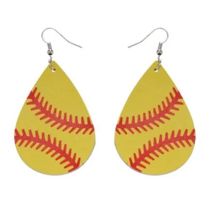 Baseball Leather Earrings for Sport Lover Lightweight Faux Leather Teardrop Earrings Handmade Unique Ball Leather Earrings for Women
