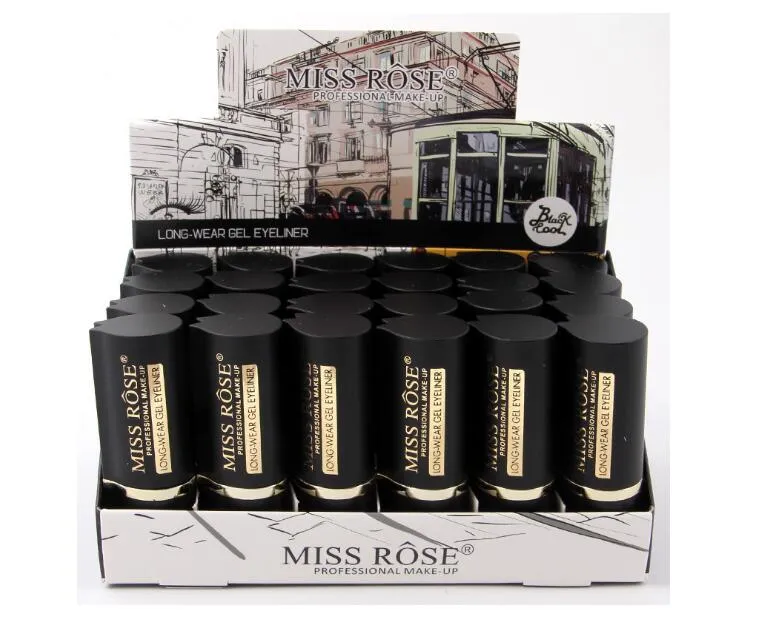 Livre DHL Miss Rose Professional Delineador Creme Longo Desgaste Gel Delineador Caneta Fosco Natural Seco Rápido Forro Make Up