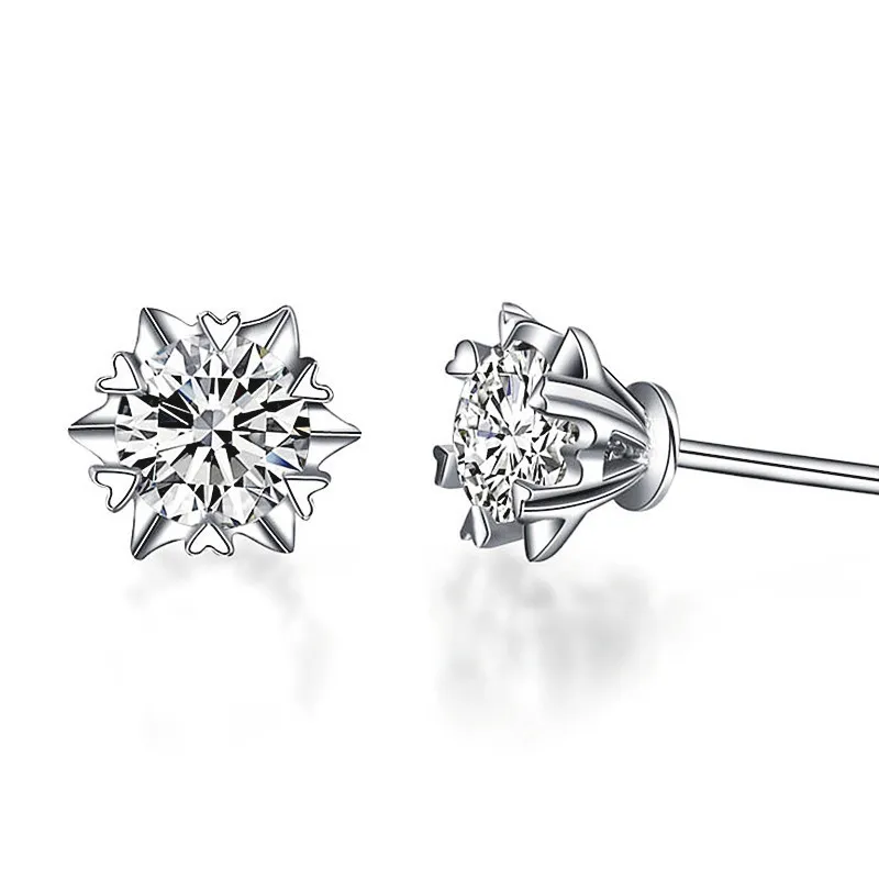 D/F Color Moissanite Orecchino 9k, 14k, 18k Intarsio in oro Rmantic Snowflake Design Forever Brilliant Stud con certificato