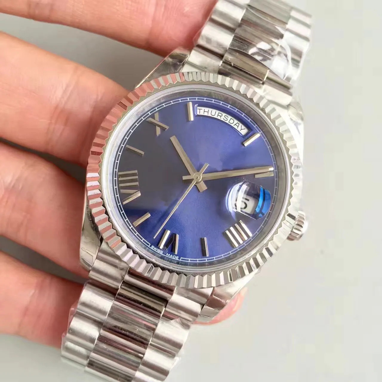 2020 U1 Blue Dial Mens Zegarki Z Daydate Automatyczny Mechaniczny Designer Man's Casual Ze Stali Nierdzewnej Montre Watch WWristwatches