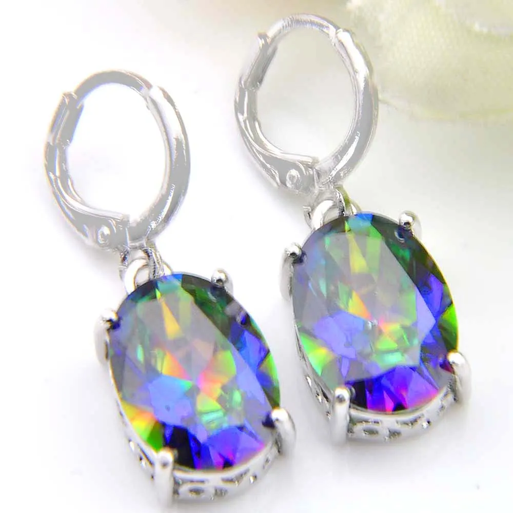 top fashion sale jaquetas femininas fashion lady 925 sterling silver plated colourful for women ellipse zircon earring free