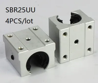 4pcs / lot cnc 라우터에 대 한 SBR25UU SME25UU 25mm 열기 유형 선형 케이스 단위 선형 블록 베어링 블록 3d 프린터 부품