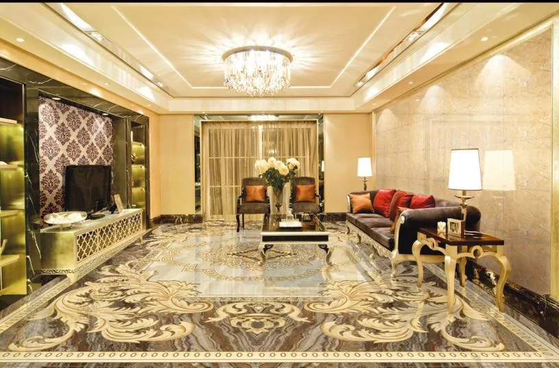 custom 3d flooring Pattern stone 3d floor stereoscopic wallpaper marble tile floors modern