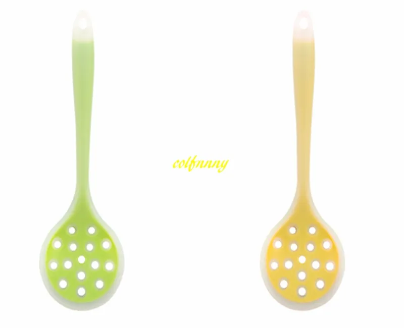 28.5*9cm Food Filter Silicone Spoon Oil Strainer Long Handle Hanging Cooking Hot Pot Soup Ladle Kitchen Tool