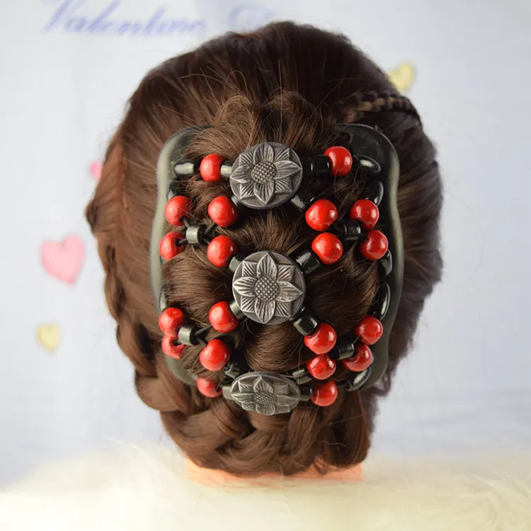 HOT NEW Mixed Different Styles Magic Butterfly Wood/wooden Beads Double Magic Fashion Women Hair Clip /Comb Epacket Free