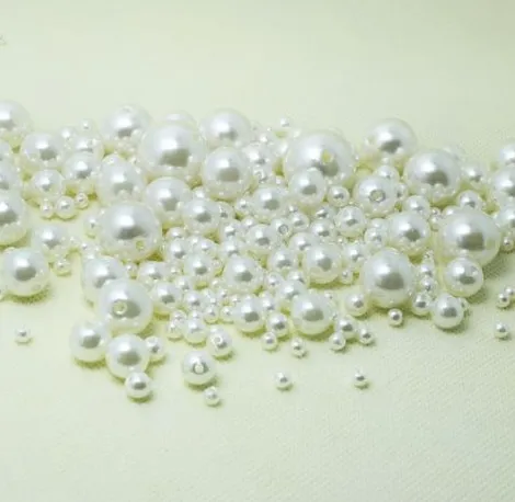 1000Pcs Pearl Round White Pearl Imitation ABS Beads Jewelry Findings 4 6 8 10 12mm for Jewelry Making253h