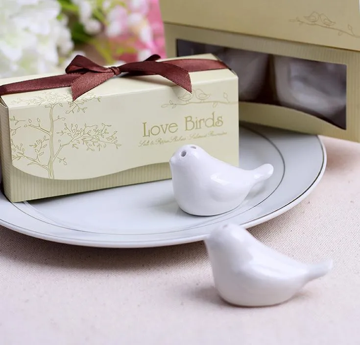 Ceramics Love Bird Salt And Pepper Shaker Wedding Gifts For Guests articulos de fiesta Wedding Souvenirs SN081