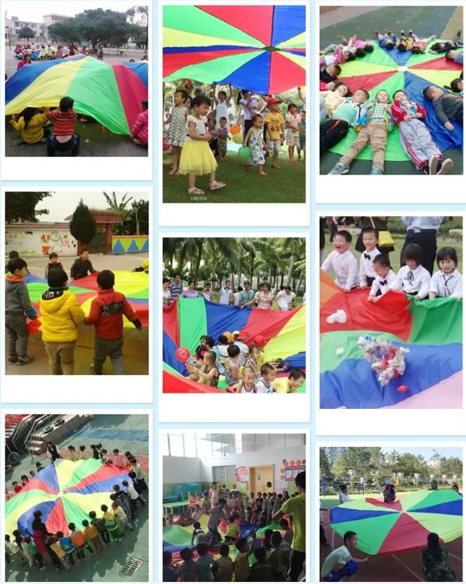 Kinderen kinderen spelen parachute regenboog paraplu parachute speelgoed outdoor game oefening sport toyg outerdoor activiteit speelgoed 2m/3 m/3,6 m/4 m/5 m/6m