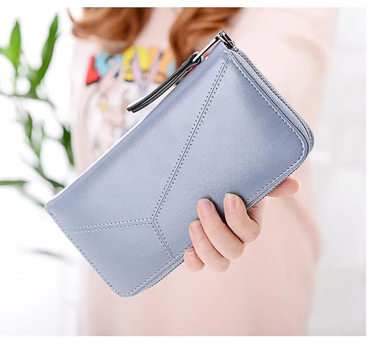 Nuovo portafoglio lungo da donna versione coreana del portafoglio con cerniera piccolo portafoglio in pelle fresca borsa a mano multifunzione