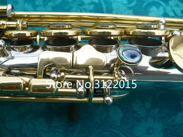 Пользовательские серии Красивые Сопрано B Flat Саксофон Brass прямой трубы Silver Plated Gold Key B B Tone Sax с футляром Бесплатная доставка