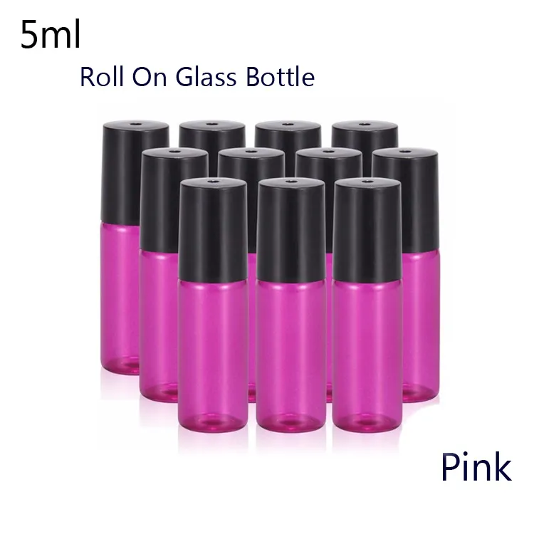 Draagbare 5ml 1/6 OZ Mini Roll op fles Geur Parfum Glasflessen Essentiële Olie Stalen Metalen Roller Ball