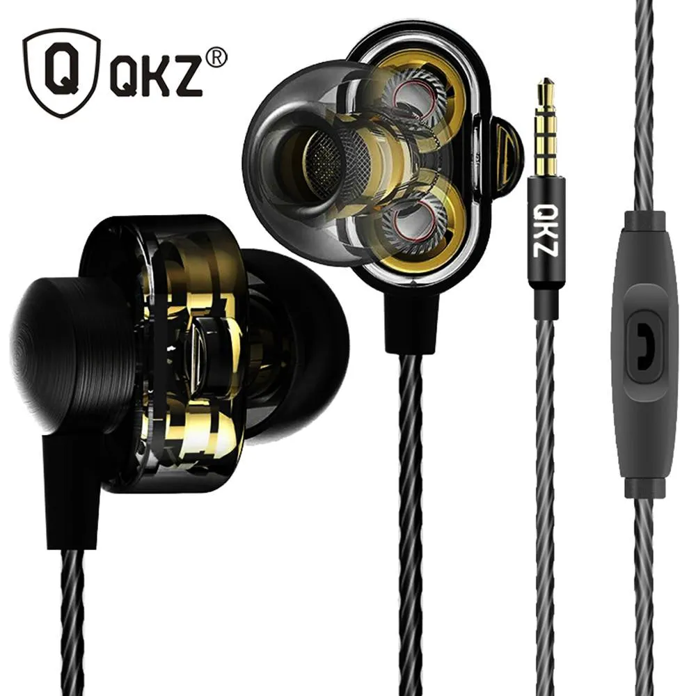 Oortelefoon Fone de Ouvido QKZ DM8 Auriculares Audifonos Mini Originele Hybride Dubbele Dynamische Driver in-Ear Oortelefoons