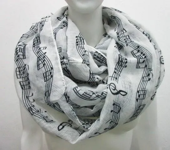 Мода Белого Бургундского ВМС музыку к сведению ноты фортепиано отмечает сценарий печать шарфы Бесконечности шарф 8 цветов